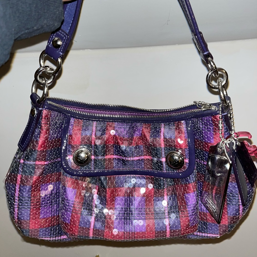 Special Edition Coach Poppy Tartan Sequin Purse